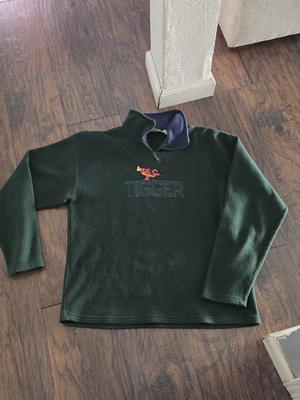 Tigger Embroidered Dark Green Fleece 90's Vintage Pullover- Winnie The Pooh